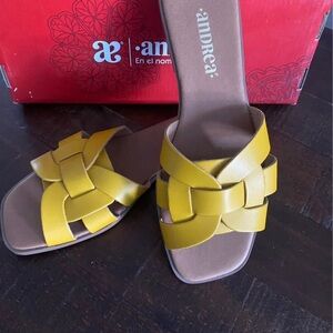ANDREA Yellow Woven Sandals